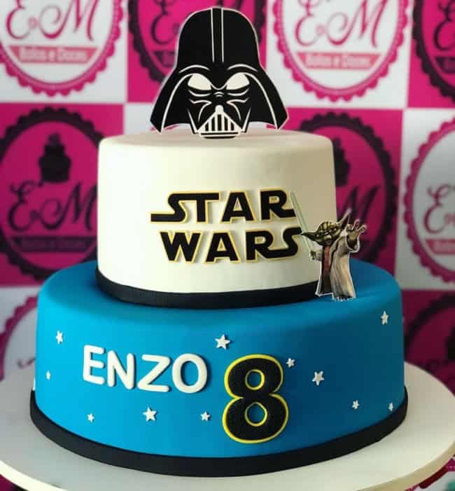 14 bolo decorado 2 andares Star Wars @e m bolos