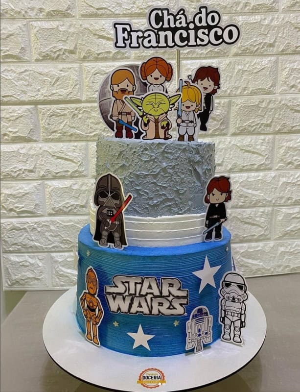 15 bolo decorado Star Wars 2 andares @figueiredodoceria