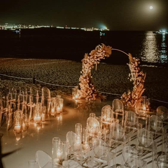 18 decoração de casamento noturno na praia Pinterest