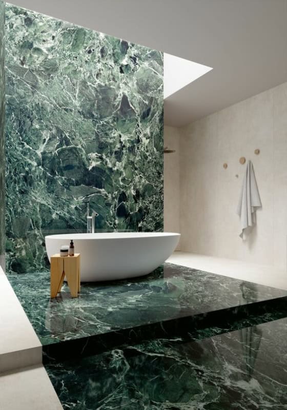 19 banheiro moderno com porcelanato verde escuro Pinterest