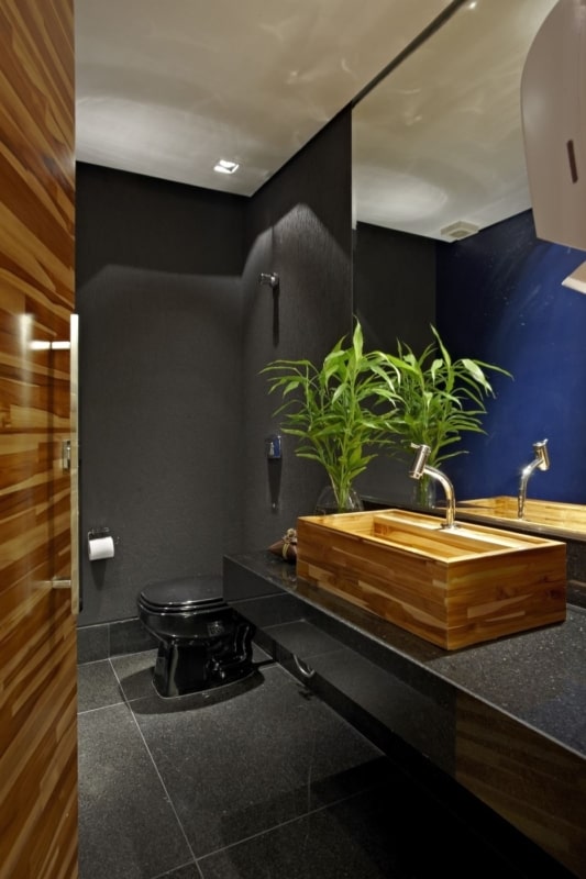 21 cuba de lavabo em madeira teca Projeto Gislene Lopes