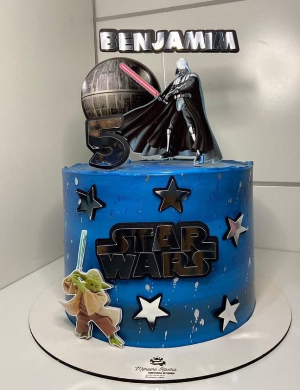 30 bolo azul Star Wars @mariane cakes