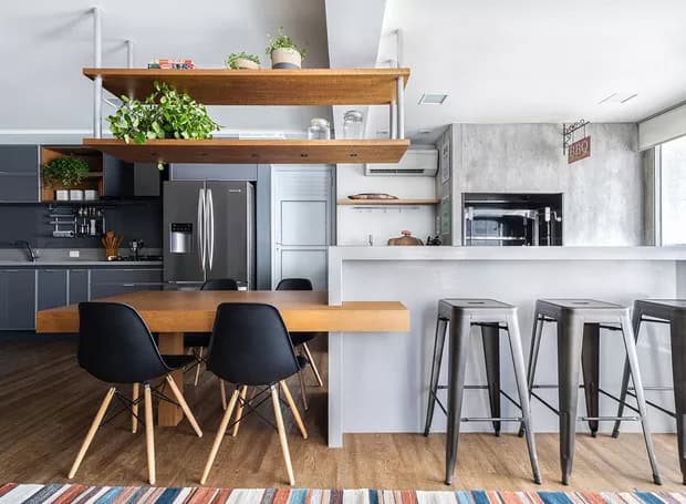 35 cozinha apartamento integrada com área gourmet Casa e Jardim