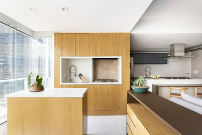 40 cozinha apartamento integrada sacada gourmet Portal Loft