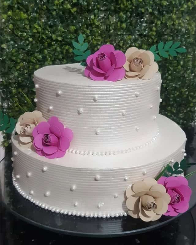 45 bolo simples 2 andares casamento civil @aniege cakes