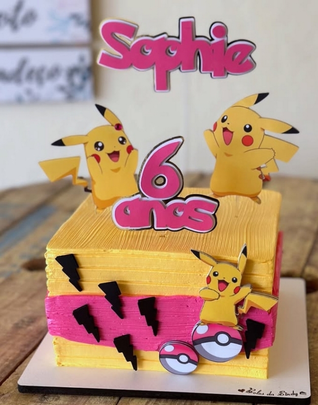 13 bolo Pikachu quadrado @bolosdasindy