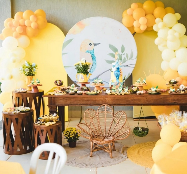 17 decoração chá de bebê de passarinho amarelo @diegogomesdecora