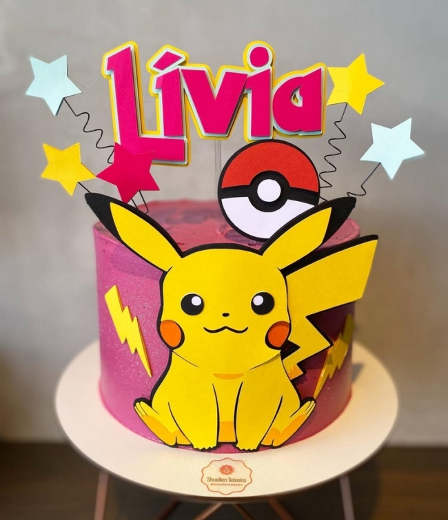 20 bolo Pikachu rosa @shuellenteixeira