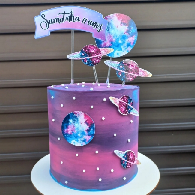 25 bolo galáxia menina @doceateliemoreno