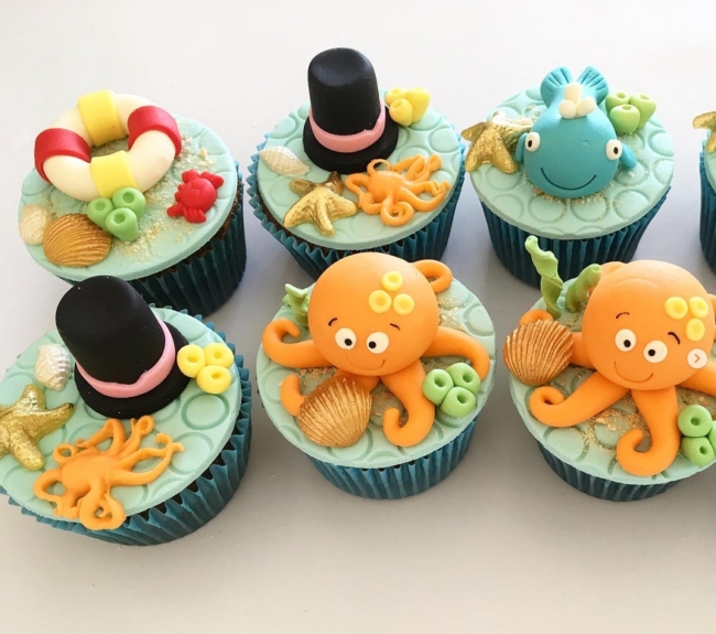 31 cupcake Mundo Bita fundo do mar @alineclaudinodoces