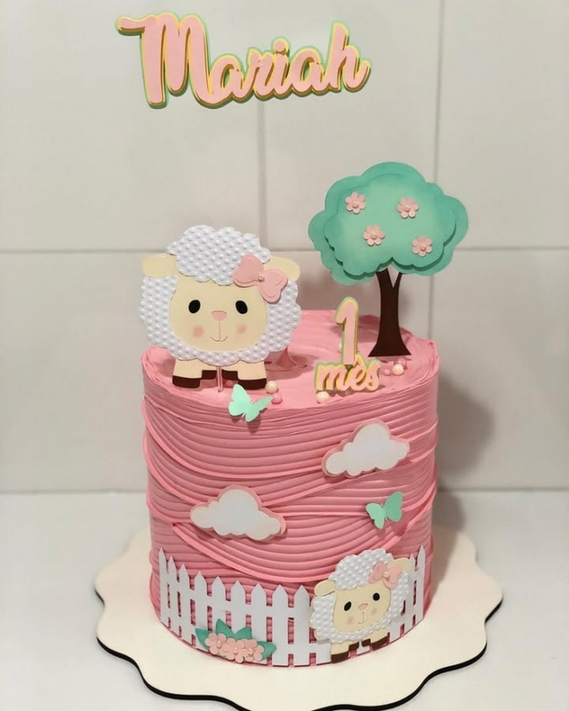 16 topo de bolo de ovelha rosa @docebiaa