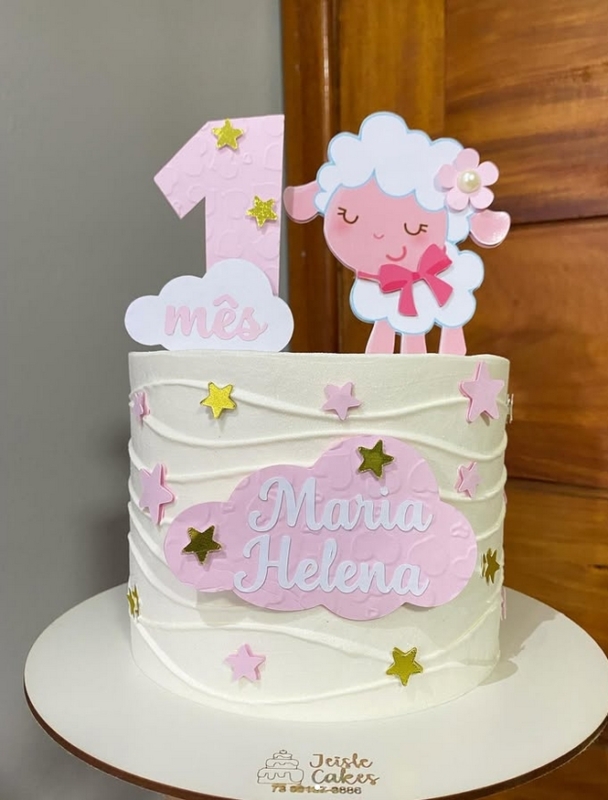 17 topo de bolo de ovelhinha rosa @jeislecakes