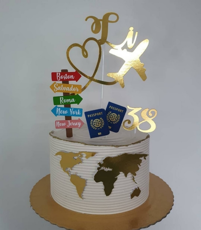 18 topo de bolo de viagem ao mundo @ale arte personalizados