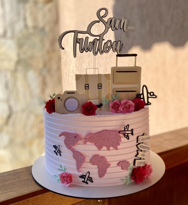 22 topo de bolo de viagem personalizado @docesdaanalet