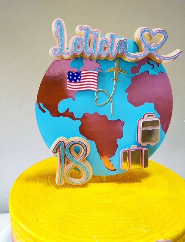 25 topo de bolo de viagem personalizado @papelettii