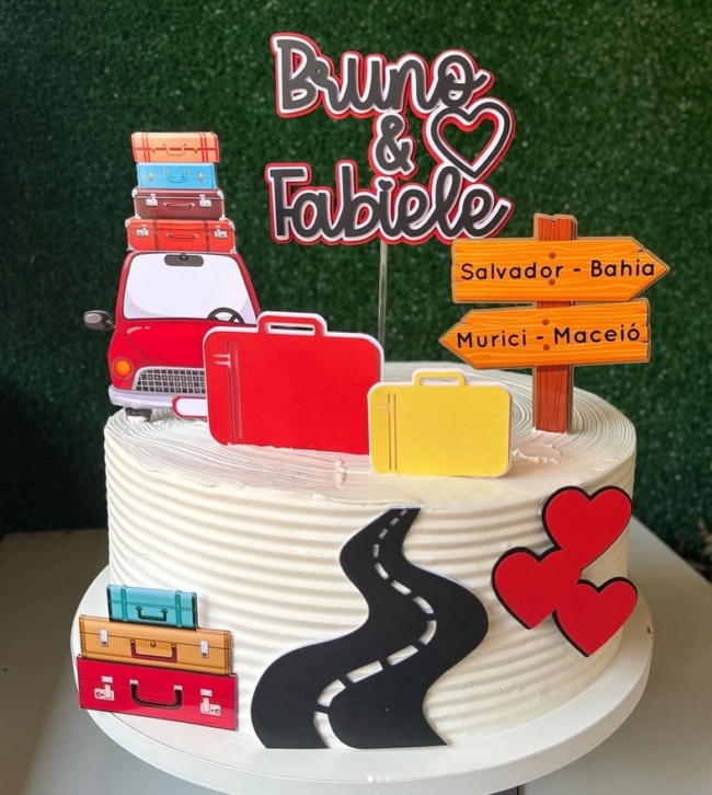 6 topo de bolo de viagem de carro @luzcriativa personalizados