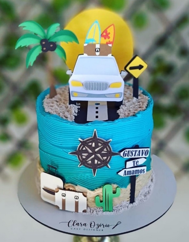 7 topo de bolo de viagem de carro @atelie chelledluke