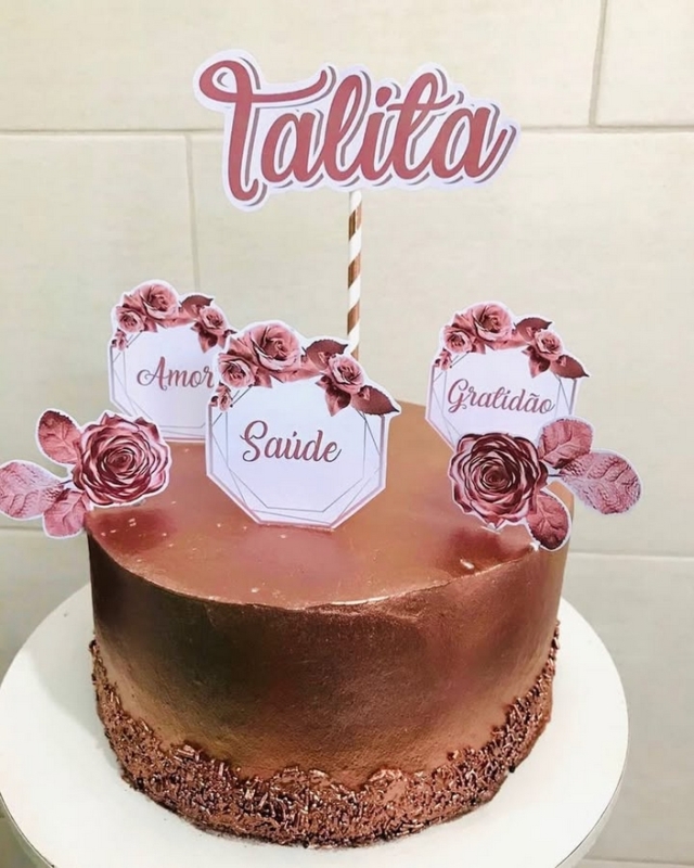 1 topo de bolo simples rose gold @mimosda karol