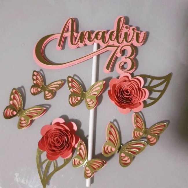 12 topo de bolo de flores e borboletas @topos e personalizados