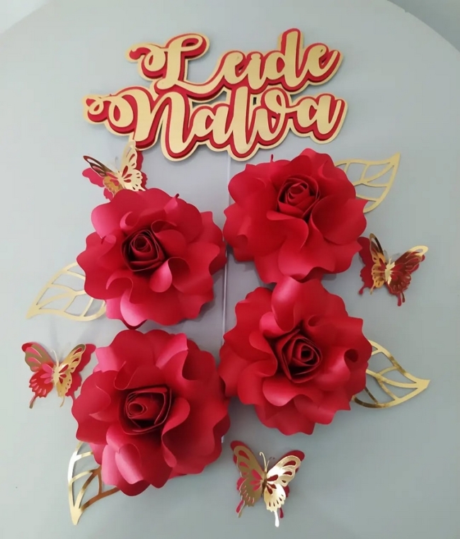 16 topo de bolo de flores vermelhas @atelie mone criativa
