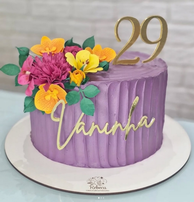 17 topo de bolo de flores coloridas @rebecacakesepersonalizados