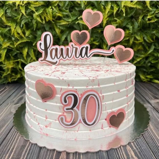 17 topo de bolo rose gold e rosa @katiana pastorini