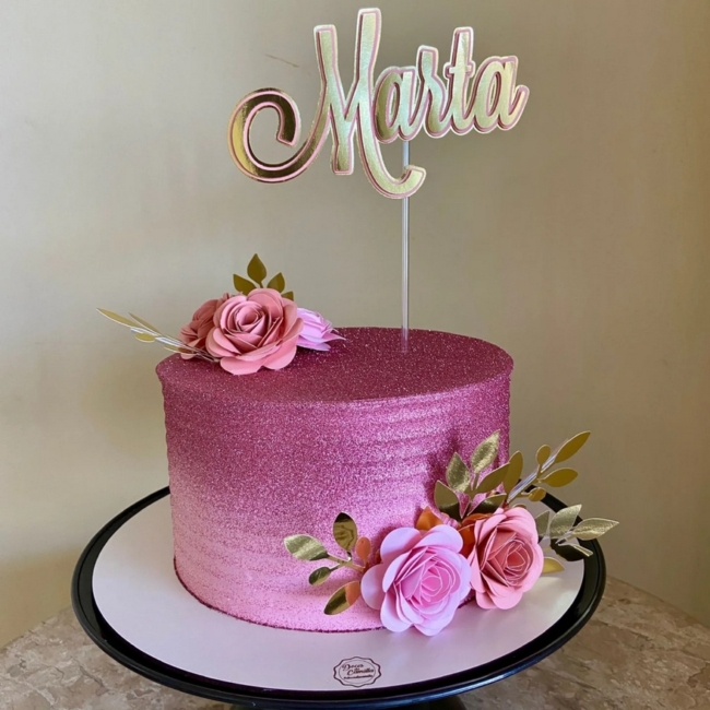 22 topo de bolo de flores rosa @retartesempapel