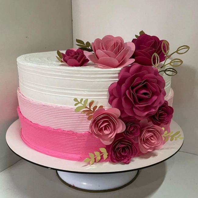 23 topo de bolo de flores cor de rosa @carolynepersonalizados