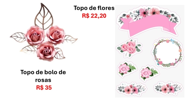 40 onde comprar topo de bolo de flores