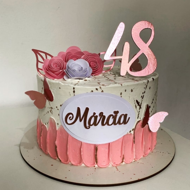 6 topo de bolo rose gold com borboletas @fegbrindes