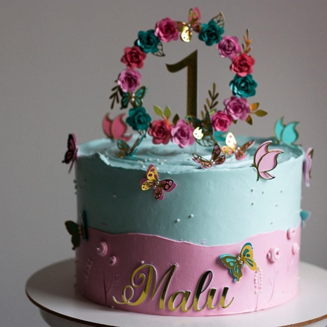 9 topo de bolo de flores e borboletas @lindartpersonalizados
