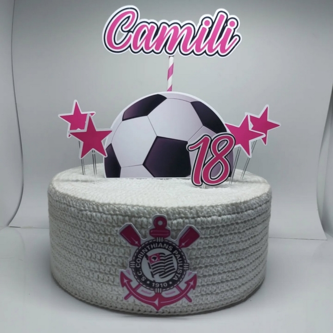 12 topo de bolo Corinthians feminino @leart personalizados
