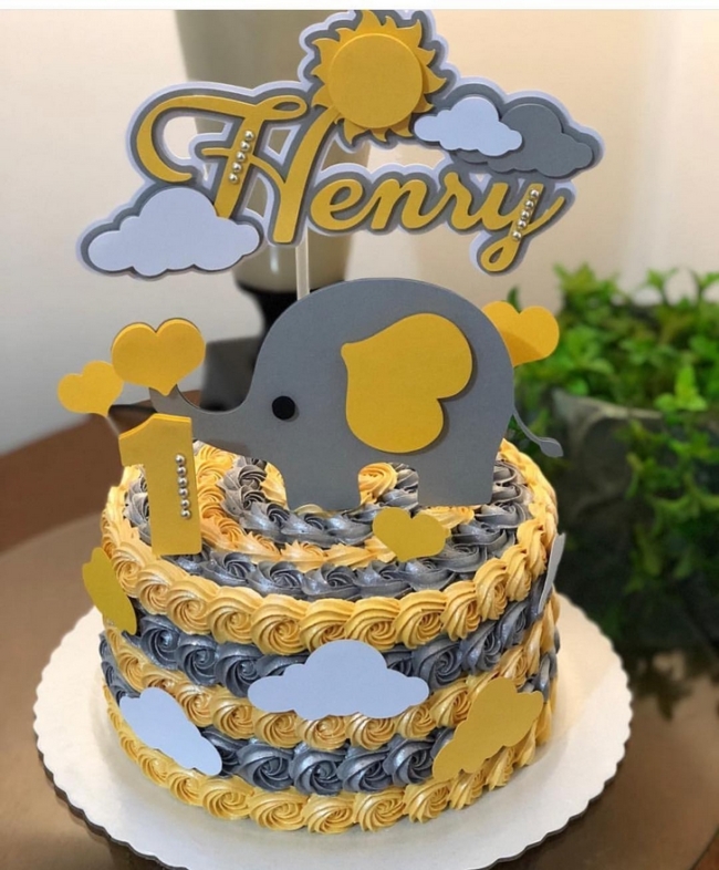 12 topo de bolo elefantinho amarelo @thaisafernandes cake