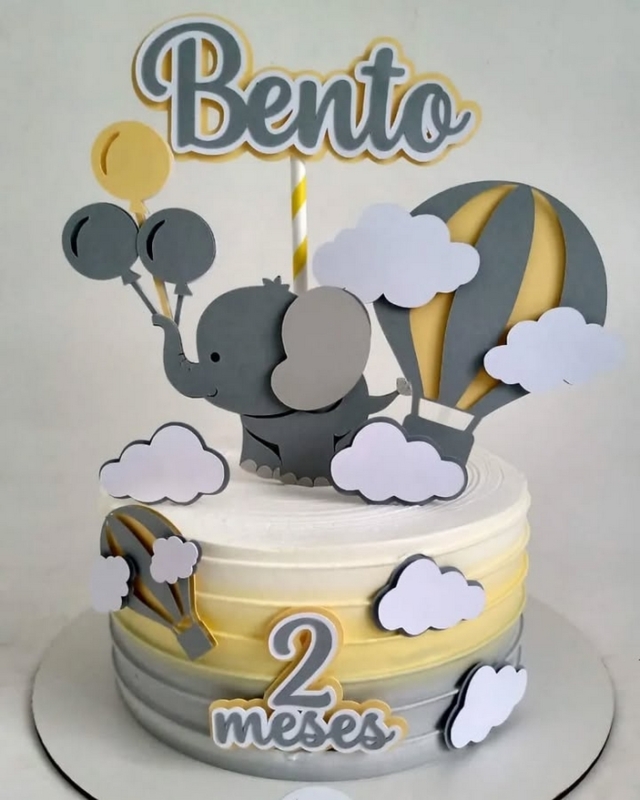 14 topo de bolo elefantinho amarelo @vivianepersonalizadosoliveira