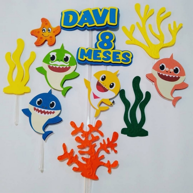 22 topo de bolo Baby Shark mesversário @hanryfreitaspersonalizados