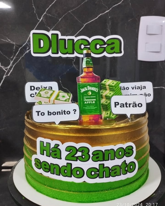 22 topo de bolo Jack Daniels maçã verde @d desabor