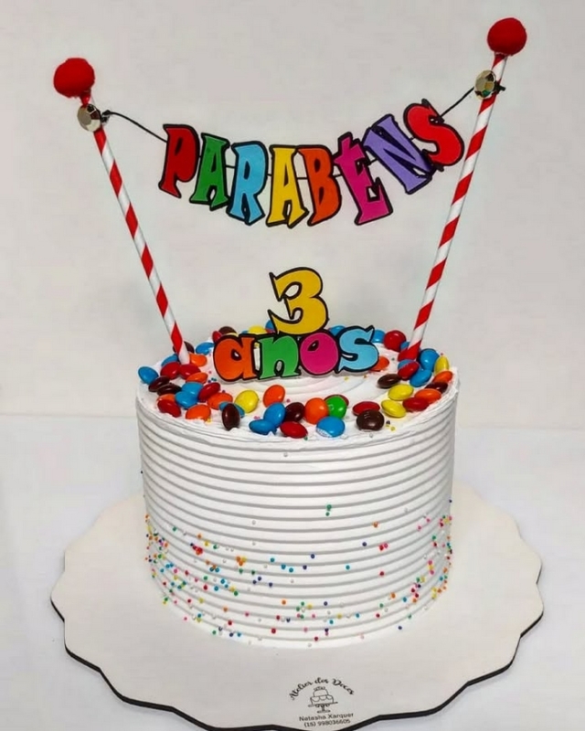 25 topo de bolo Parabéns colorido @papercutmagaly