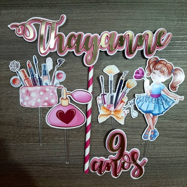 25 topo de bolo maquiagem infantil @ateliedadina papelariacriativa