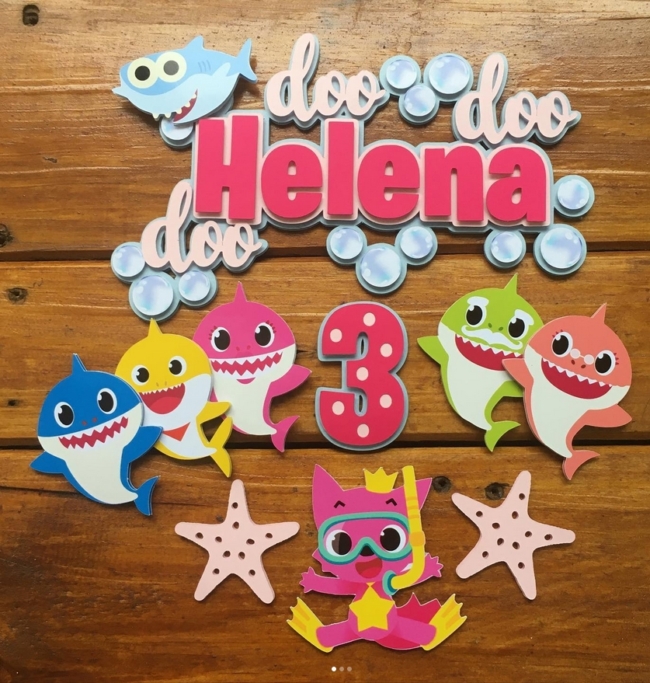 29 topo de bolo Baby Shark personalizado @papellipersonn
