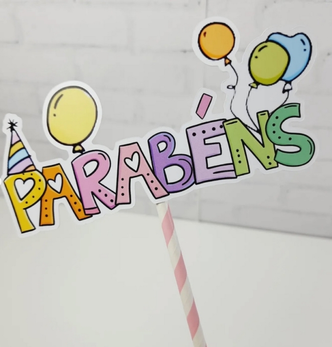 29 topo de bolo Parabéns colorido @abelaartepersonalizados