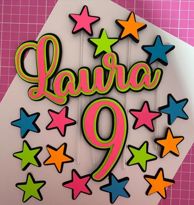 30 topo de bolo neon personalizado @ateliedadina papelariacriativa