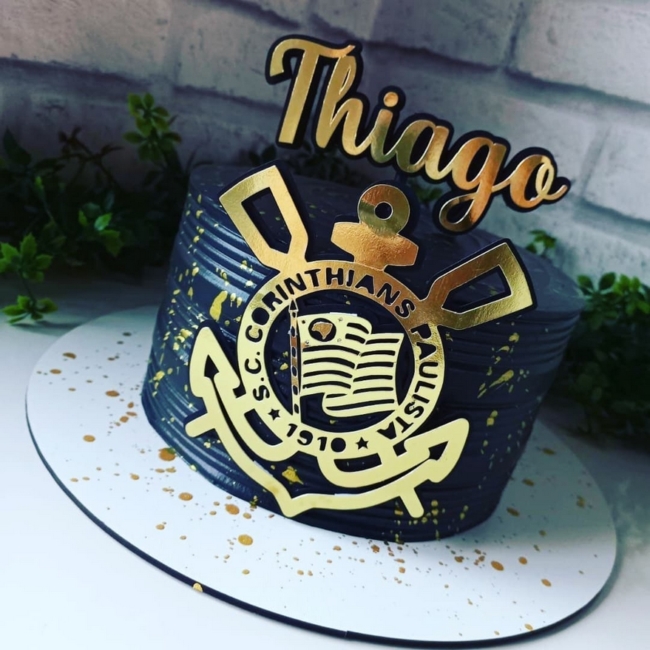 31 topo de bolo Corinthians dourado @festadepapelscrap