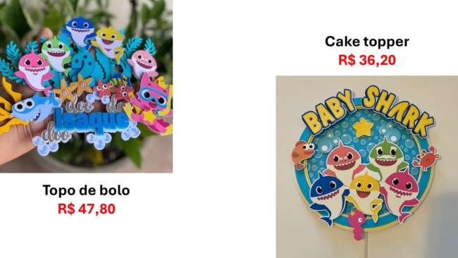 33 onde comprar topo de bolo Baby Shark