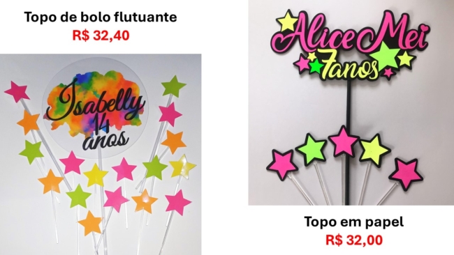 33 onde comprar topo de bolo neon
