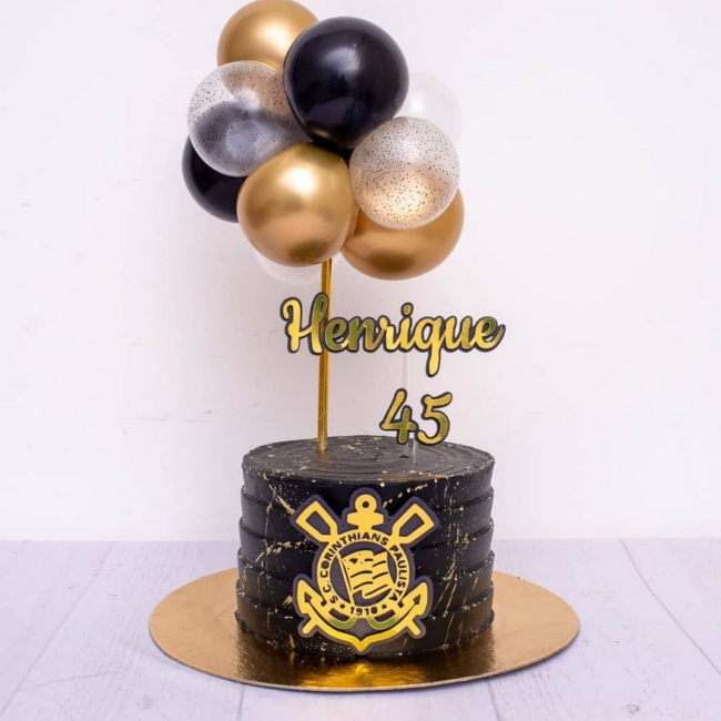 33 topo de bolo Corinthians dourado @papel em arte