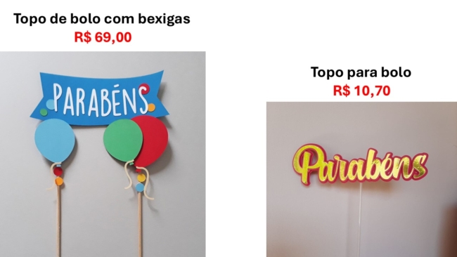 39 onde comprar topo de bolo Parabéns