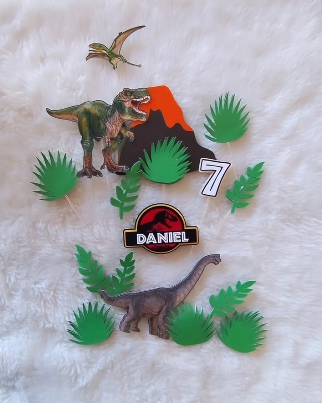 4 topo de bolo Jurassic Park @fashionartpersonalizados