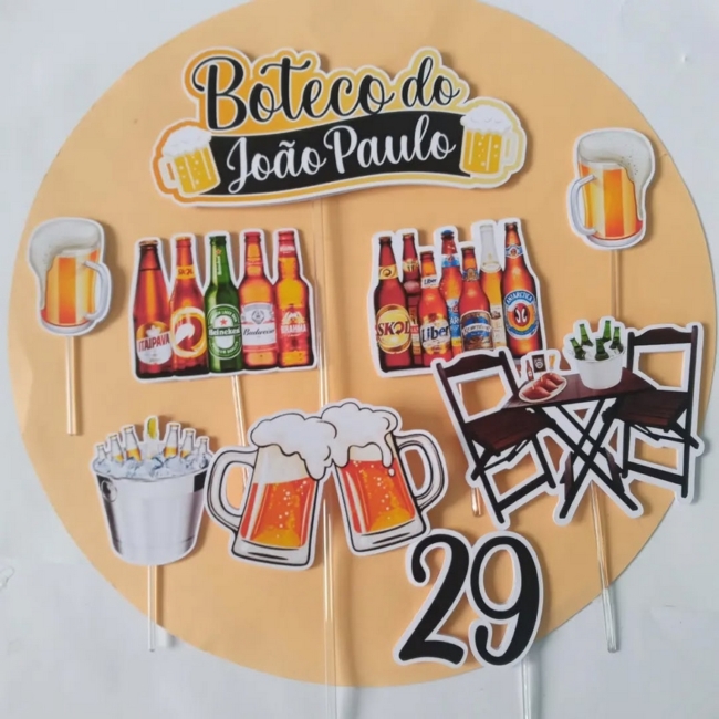 41 topo de bolo boteco personalizado @tatianaparanhos