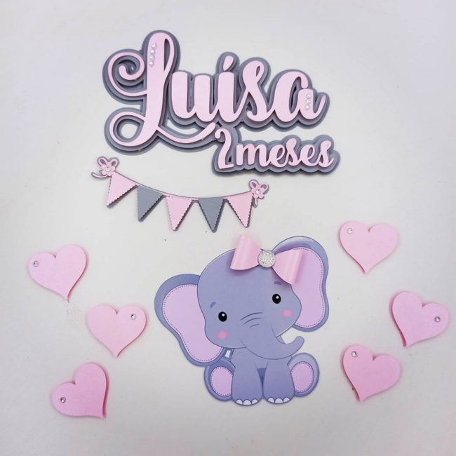 5 topo de bolo elefantinho rosa @festadepapelscrap