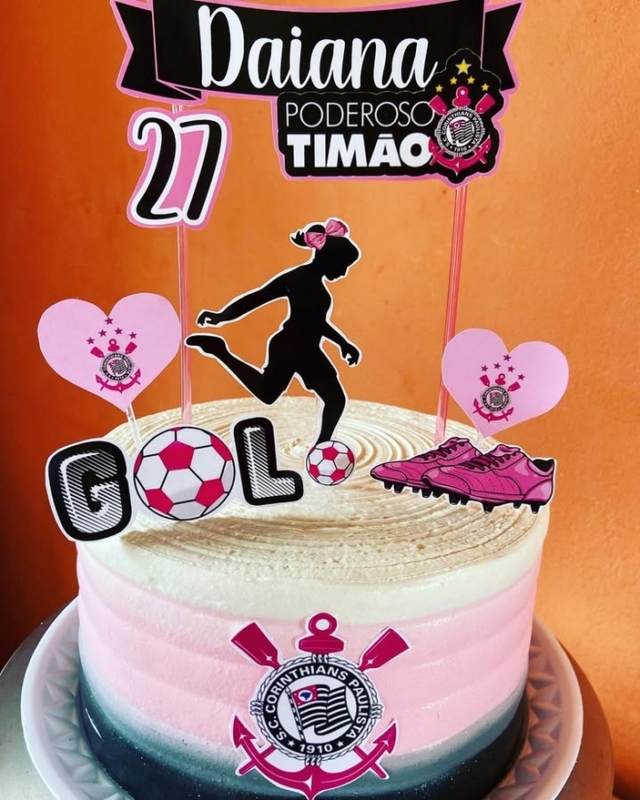7 topo de bolo Corinthians feminino @bellapersonalizadosac